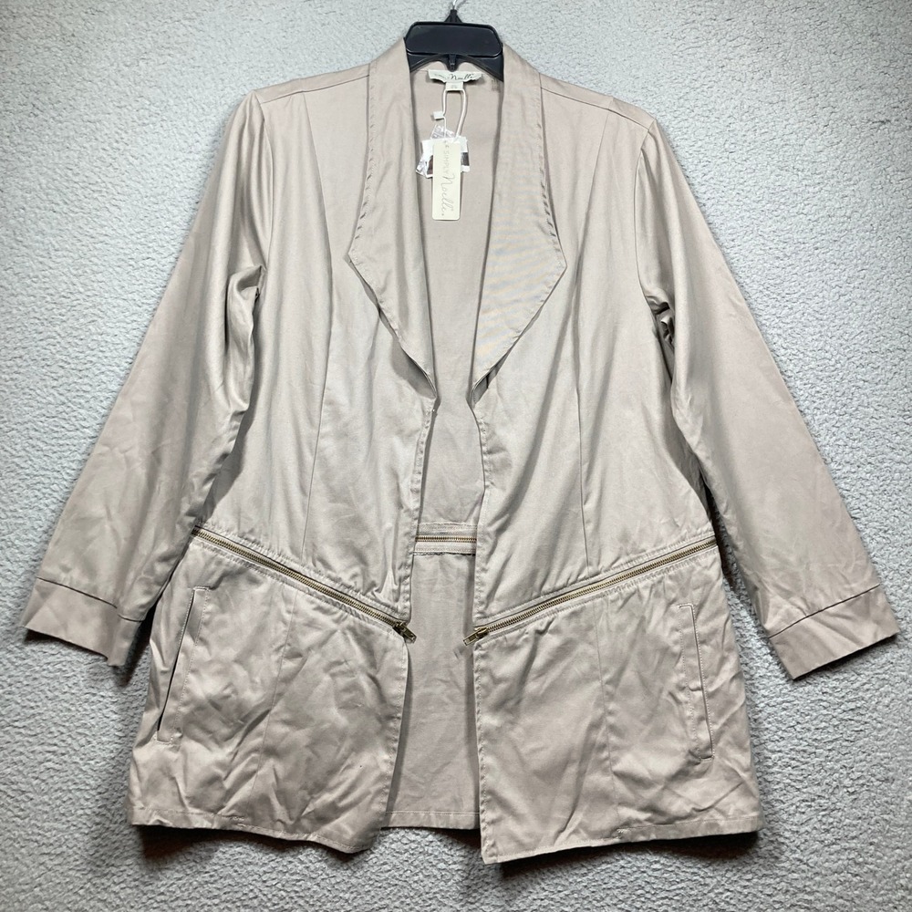 Simply Noelle Utility Jacket Womens XXL Tan Khaki 100% Cotton Convertible Zipper